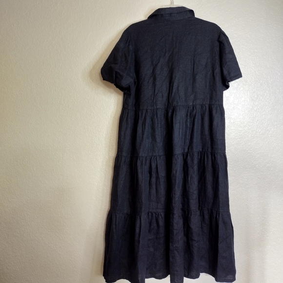 Crown Linen Designs Phoebe Tiered Dress Black Sz S - Picture 8 of 10
